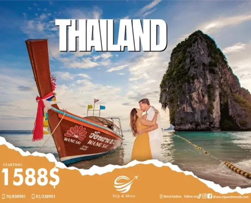 Thailand "Fall in love under golden sunsets and temple skies." Our special Honeymoon packages travel agency in lebanon