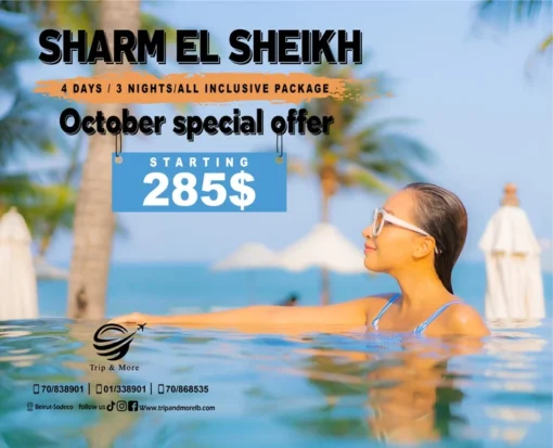 OCTOBER SPECIAL OFFER* – SHARM EL SHEIKH Limited seats – Book now! TRAVEL AGENCY IN LEBANON